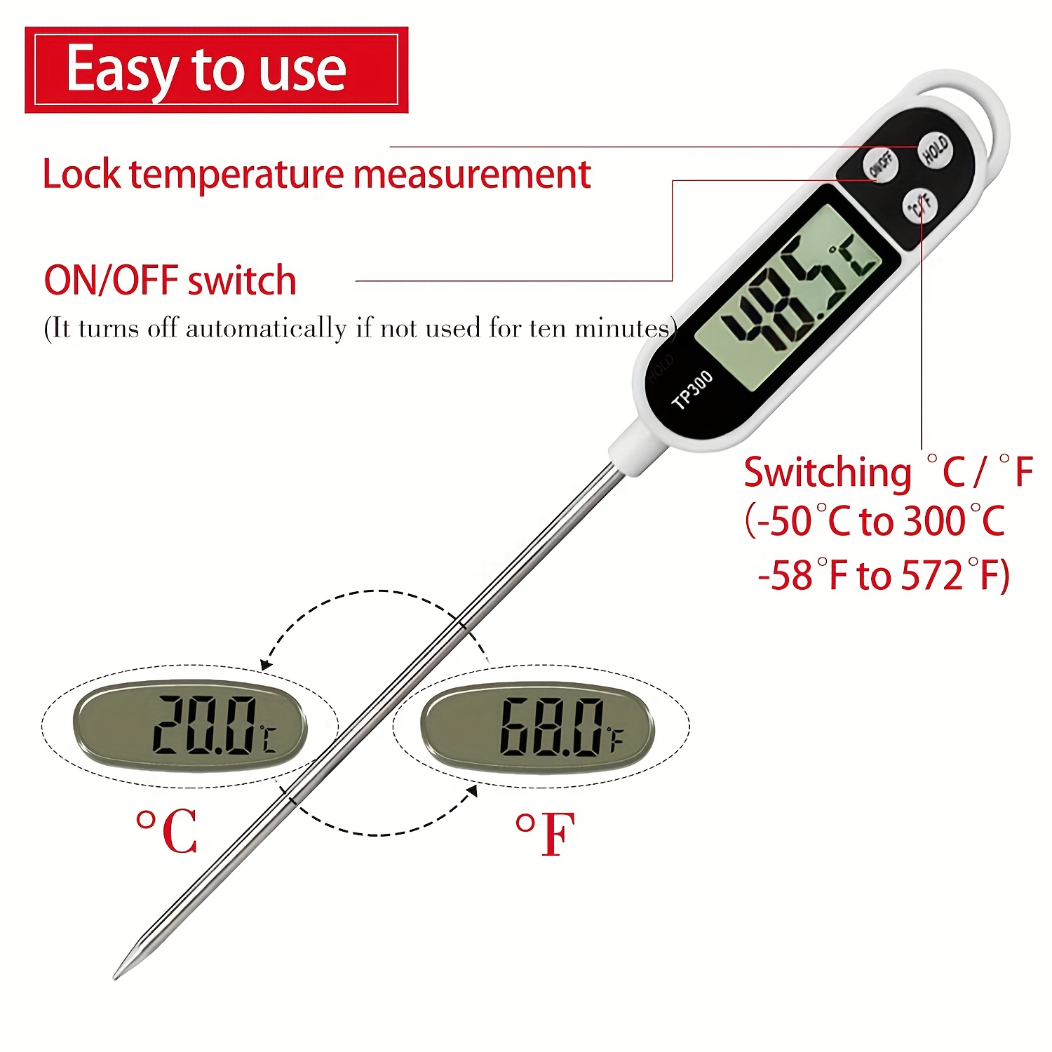 Food Thermometer TP300 Digital - Candle Making Thermometer recension och pris